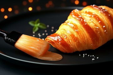 Simple illustration of a pastry brush applying glaze on food, focusing on the basics of basting with clean design