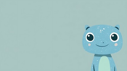 Cute Blue Monster Character on Simple Background