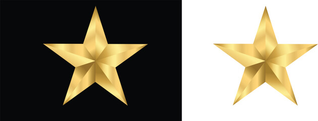 Golden star isolated. Christmas star. Realistic 3d metallic golden design element