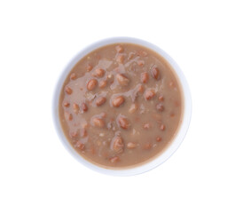 Cooked brown beans in a bowl isolated over white background