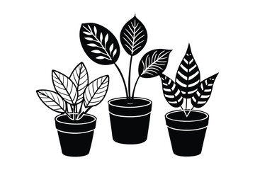 Elegant Flower and Leaves Set - Minimalist Botanical Vector Illustration for Floral Decor, Garden Art & Natural Design