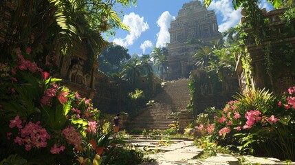 Sprinting Through Vibrant Jungle to Ancient Temple - Nature Adventure