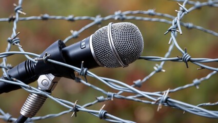 Silhouette of a Journalist with Barbed Wire: A Fight for Press Freedom