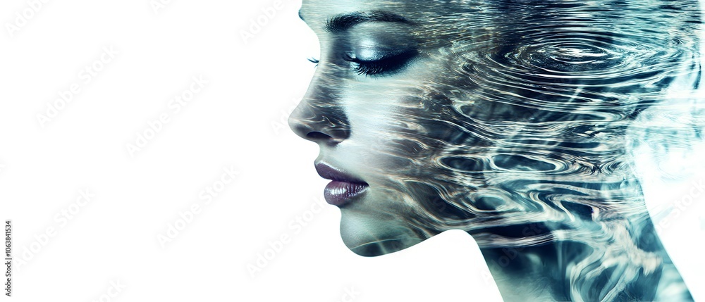 Poster ethereal portrait with water reflection effect