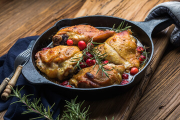 Roasted chicken for Thanksgiving or Christmas holiday dinner