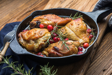 Roasted chicken for Thanksgiving or Christmas holiday dinner