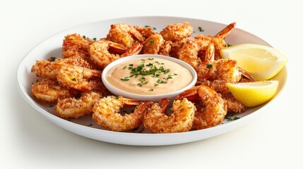 Crispy Fried Prawns with Creamy Sauce for Stock Photography