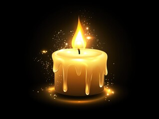 Lit Candle on Black Background