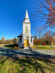 Tiny New Hampshire Church in the Fall