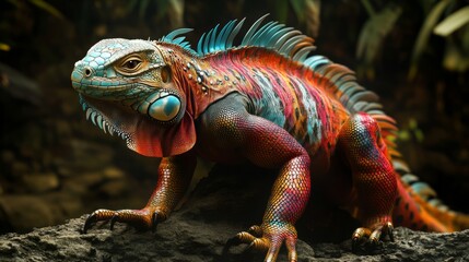Naklejka premium close-up iguana with colours
