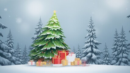 Obraz premium christmas tree with gifts