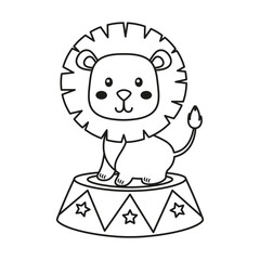 outline circus lion isolated