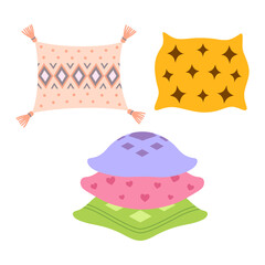 set of decorative pillows, flat style