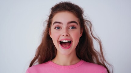 Teenager girl with shocked facial expression. Surprised face expression