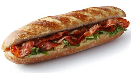 BLT Sandwich Food, Photo Realistic, White Background, Wallpaper, Cover and Screen for Smartphone, PC, Laptop, 9:16 and 16:9 Format