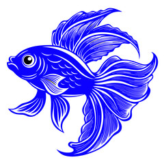 illustration of fish a fish with fins flowing Vector Design and illustration