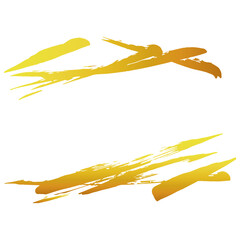 和風素材　筆で描かれた金色の線のイラスト　ベクター