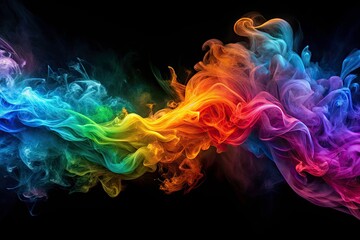 Fototapeta premium Abstract Colorful Fractal Smoke Wave Banner PNG with Transparency for Backgrounds, Web Design, and Art Projects