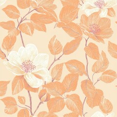 Floral Romance. Vintage Botanical Print with Wild Flowers and Leaves