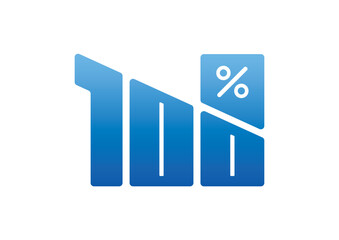 blue gradient 100 percent logo. 100 percent concept for business, education, economy, technology world