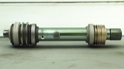 Industrial: Metallic Cylinder on the Floor - Close-up View