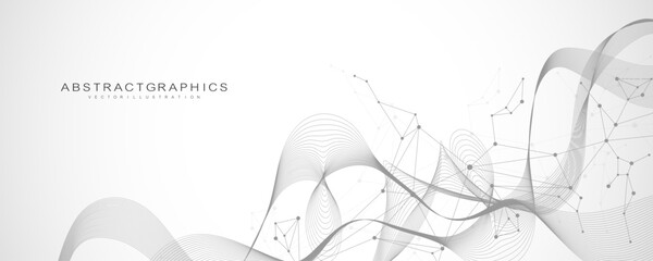 Digital abstract connection dots and lines. Network connection structure. Technology polygonal background. Plexus effect. Vector Illustration.