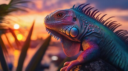 Fototapeta premium iguana on a tree