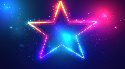 Neon Star Glowing in the Night