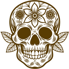 skull and crossbones a simple clean skull design with floral accents Vector Design and illustration