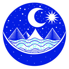  a simple bold moon and stars design Vector Design and illustration