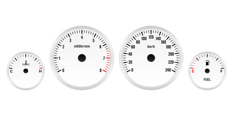 Naklejka premium Car Dashboard. Car Panel Display. Car Speedometer Dashboard. Tachometer or Odometer Display. Vector Illustration.