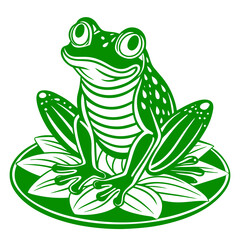 a whimsical frog sitting on a lily pad Vector Design and illustration