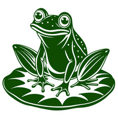 A whimsical frog sitting on a lily pad Vector Design and illustration