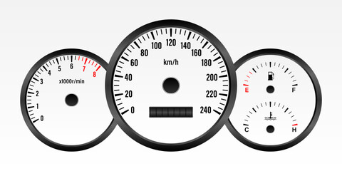 Naklejka premium Car Dashboard. Car Panel Display. Car Speedometer Dashboard. Tachometer or Odometer Display. Vector Illustration.