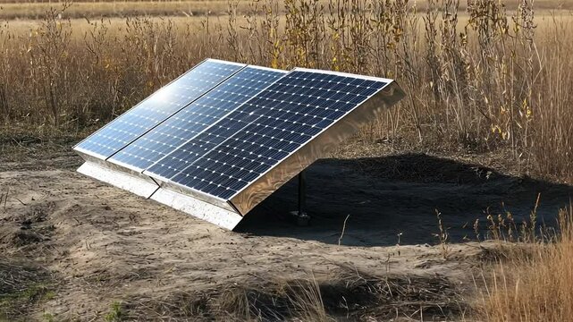 Bifacial solar panels (double-sided energy capture), depicting innovative solar panels that generate energy from both sides, 