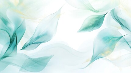 Fototapeta premium Abstract green leaves background with soft gradient and light effects.