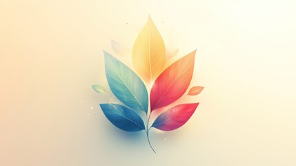 Autumn leaves illustration with watercolor effect on light background.