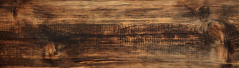 Fototapeta premium Close-up of Weathered Brown Wooden Plank with Knots
