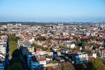 Fototapeta premium High angle panorama over the Brussels skyline in Koekelberg, Brussels Capital Region, Belgium, OCT 24, 2024