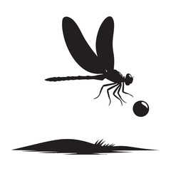  Dragonfly hovering silhouette vector black color and solid white background 