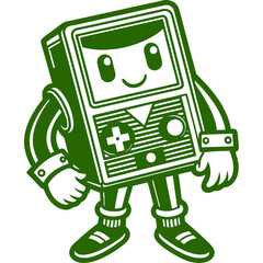 robot with a sign retro video game character Vector Design and illustration