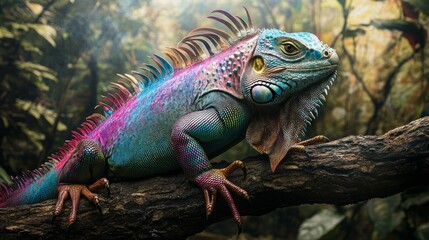 Obraz premium Chameleon Shifting Between Abstract Textures