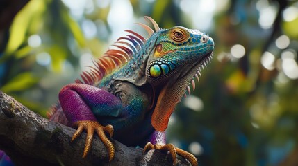 Fototapeta premium Chameleon Shifting Between Abstract Textures