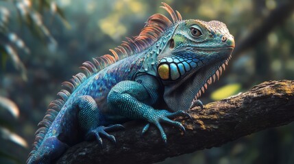 Fototapeta premium Chameleon Shifting Between Abstract Textures
