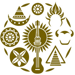 simplified cultural symbols eco icon set Vector Design and illustration
