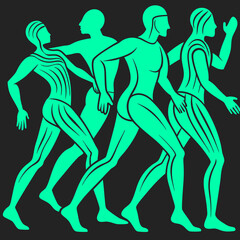 illustration simplified human figures in motion Vector Design and illustration