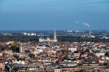 High angle panorama over the Our Lady of Laeken church in Brussels Capital Region, Belgium, OCT 24, 2024