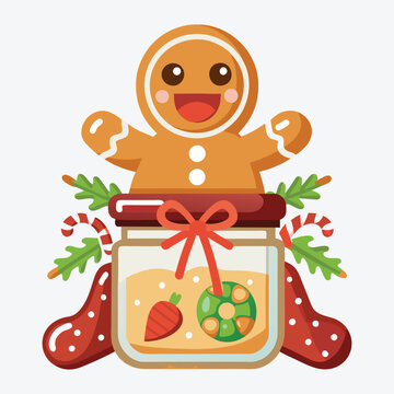 gingerbread man jar christmas cartoon clip art preview