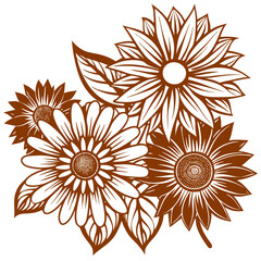 high quality editable abstract floral background stylized sunflowers and daisies Vector Design and illustration