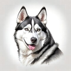 Obraz premium Siberian Husky Dog illustration image in watercolor oil color